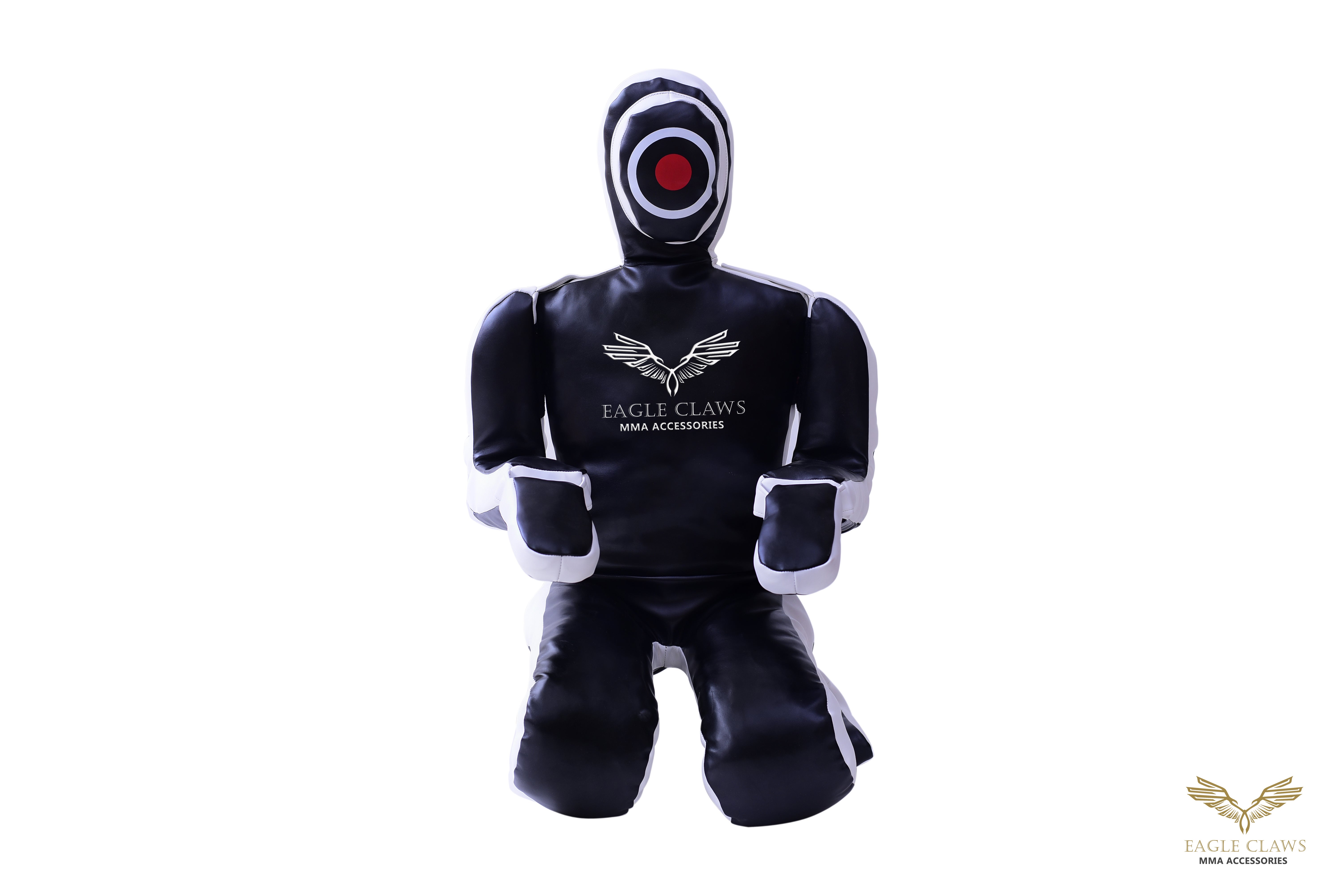Elite Grappling Dummy – Premium Black & White Leather Power Partner for BJJ, MMA & Wrestling