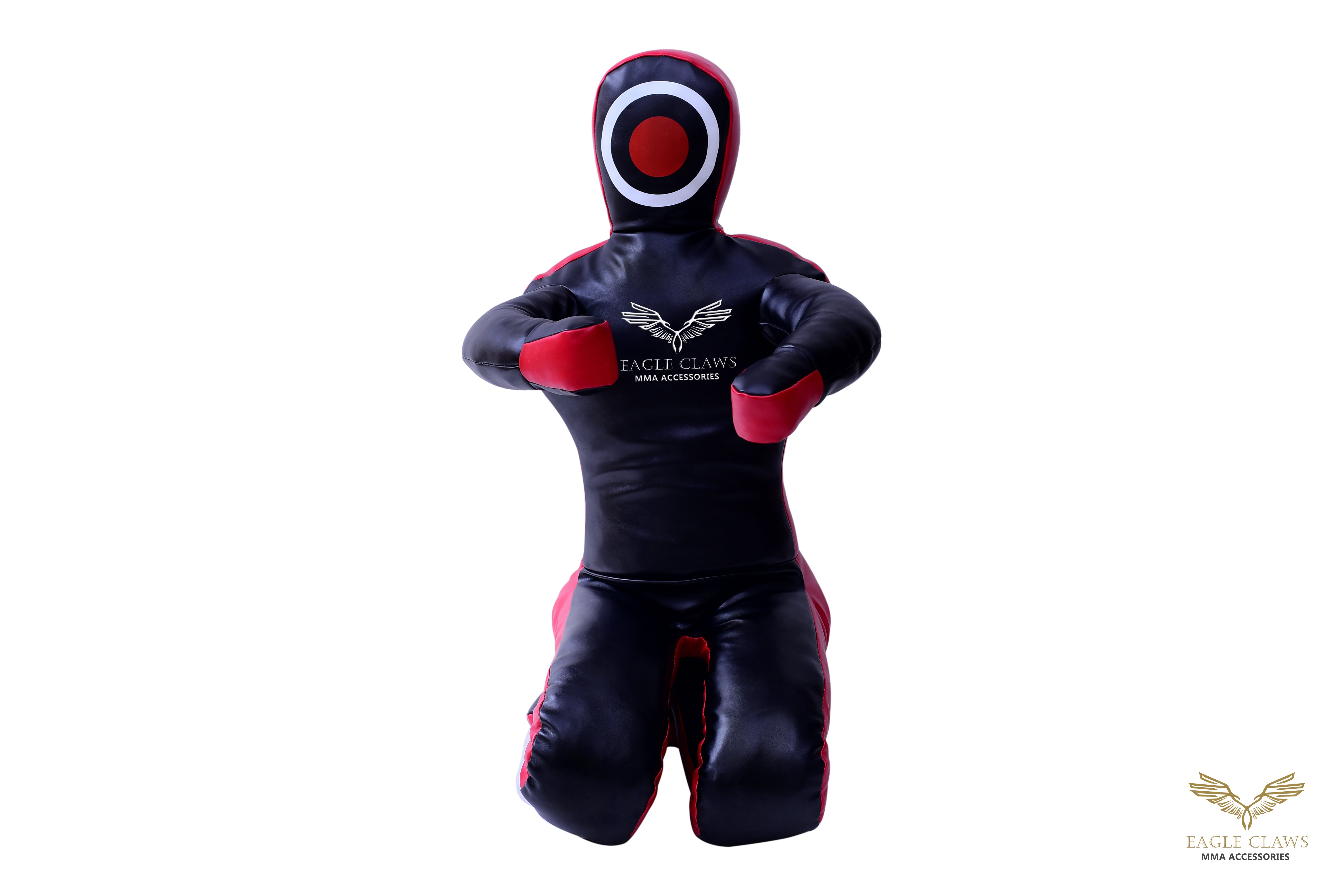 Elite Grappling Dummy – Premium Black & Red Leather Power Partner for BJJ, MMA & Wrestling