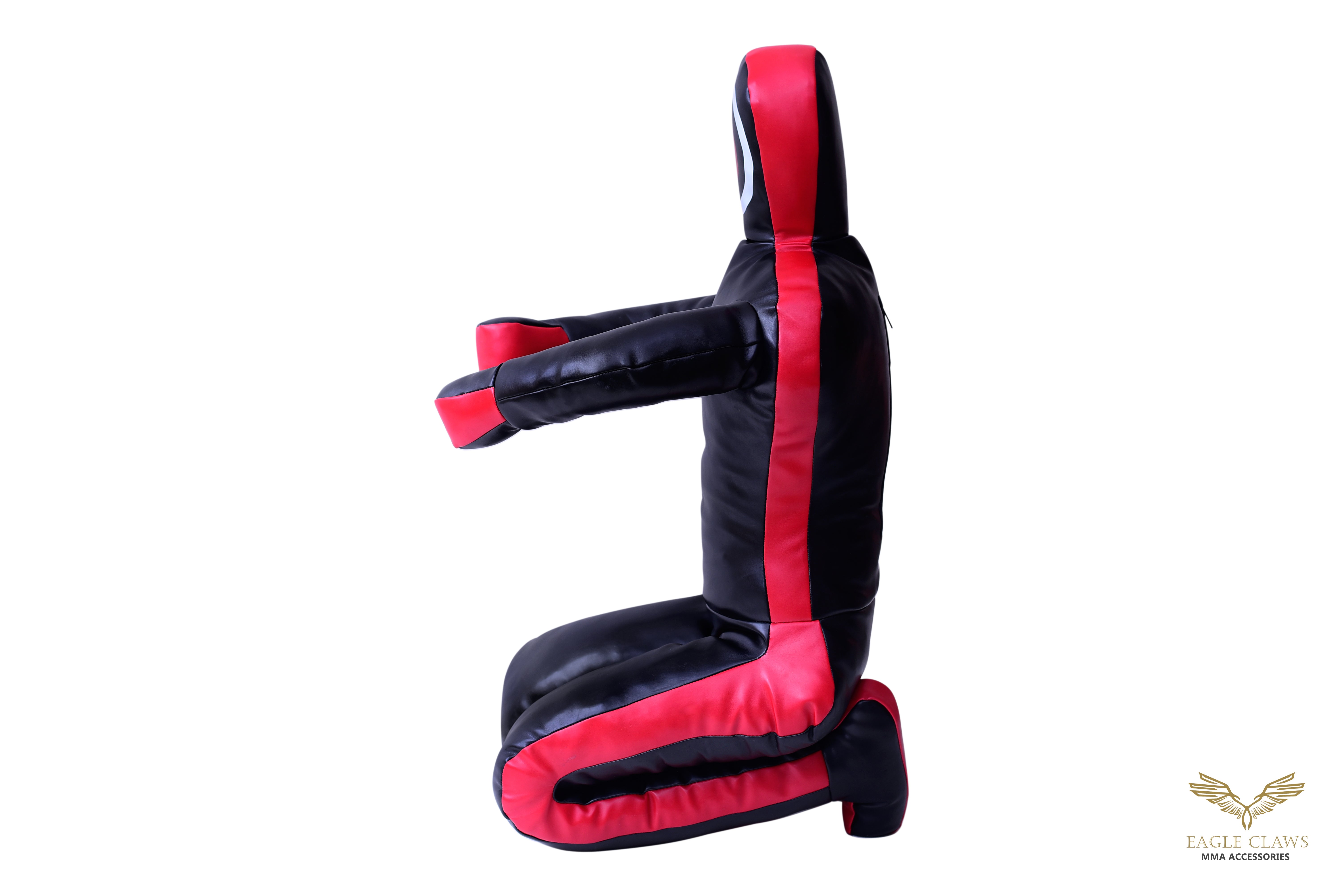 Elite Grappling Dummy – Premium Black & Red Leather Power Partner for BJJ, MMA & Wrestling