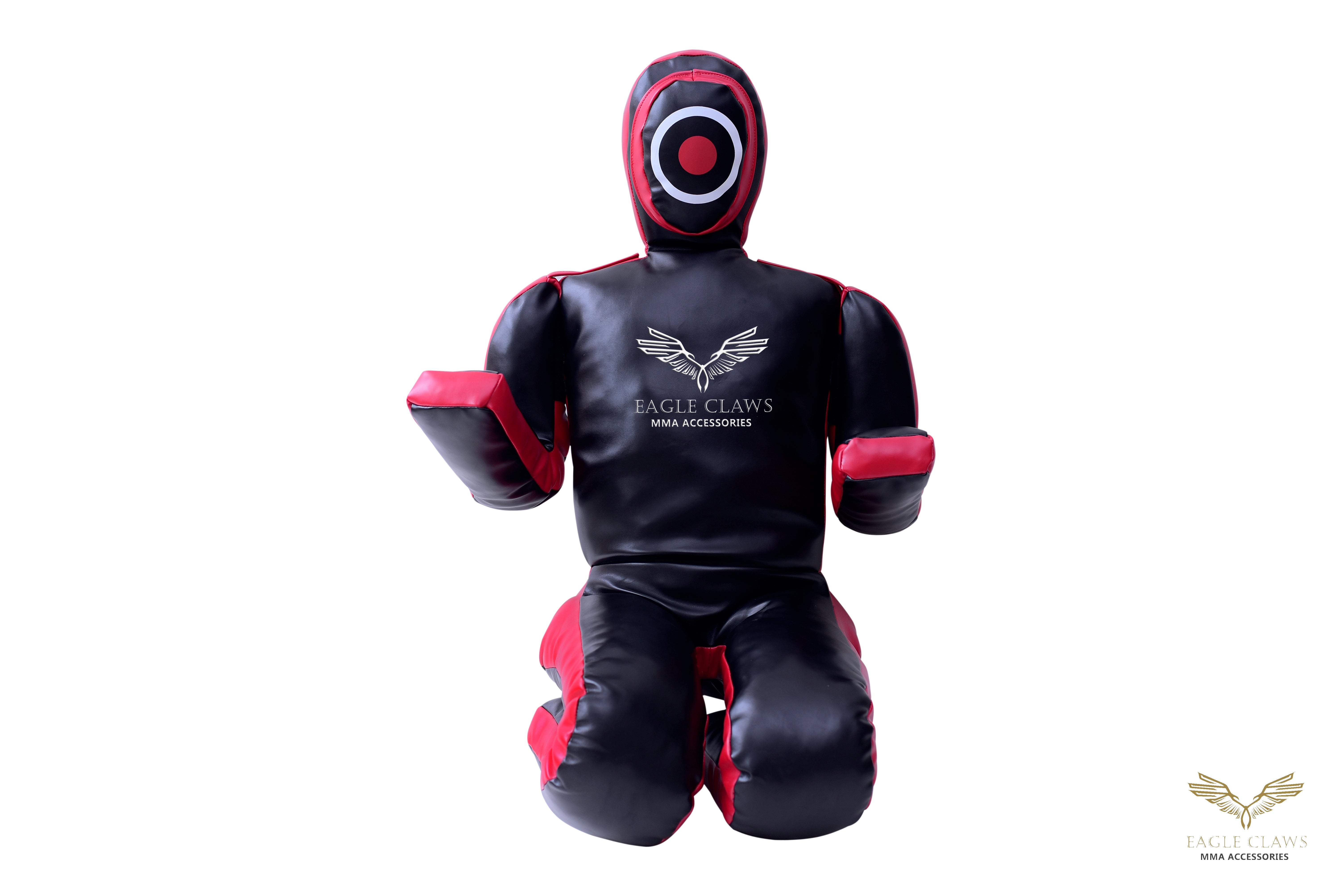 Elite Grappling Dummy – Premium Black & Red Leather Power Partner with Strike Target