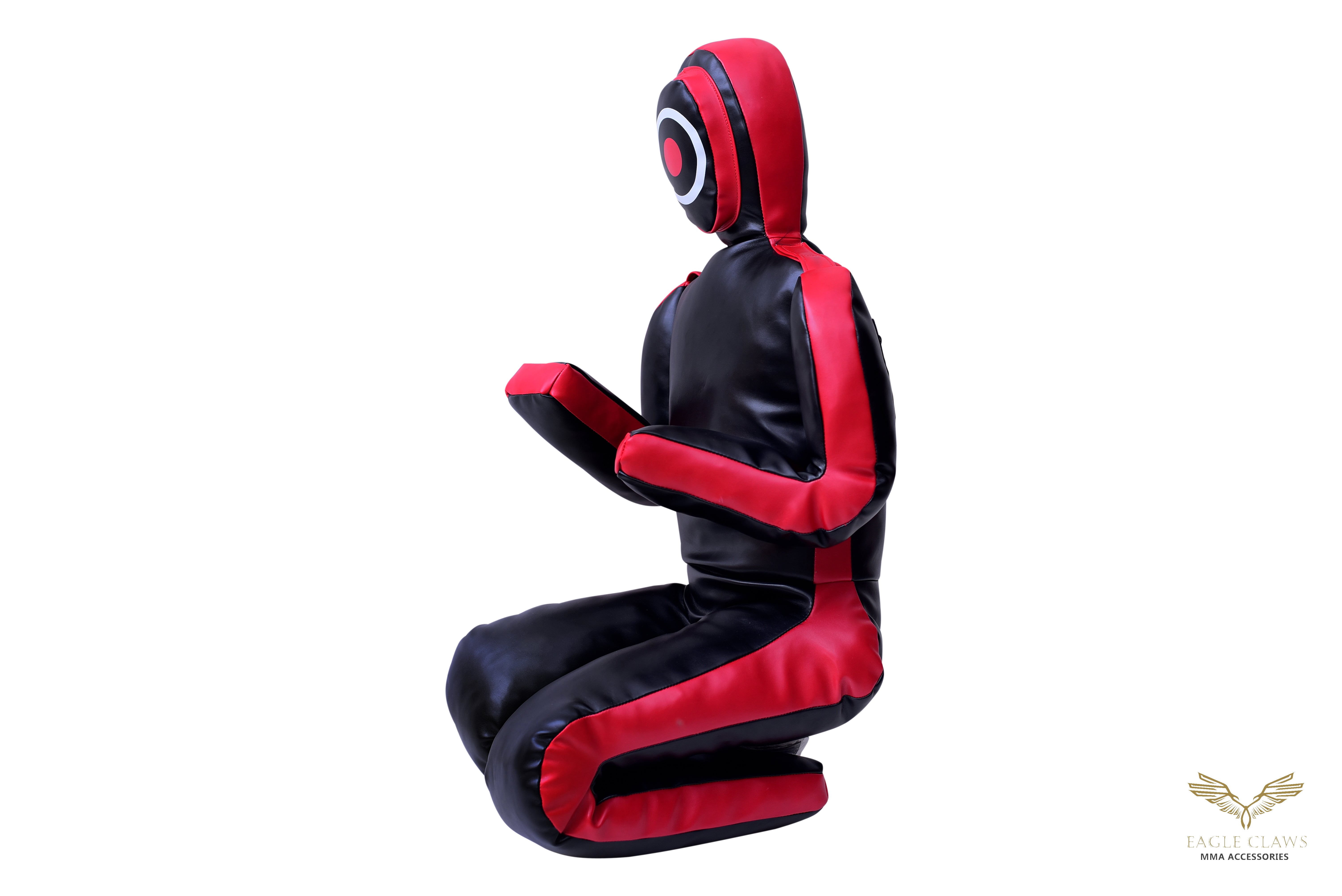 Elite Grappling Dummy – Premium Black & Red Leather Power Partner with Strike Target
