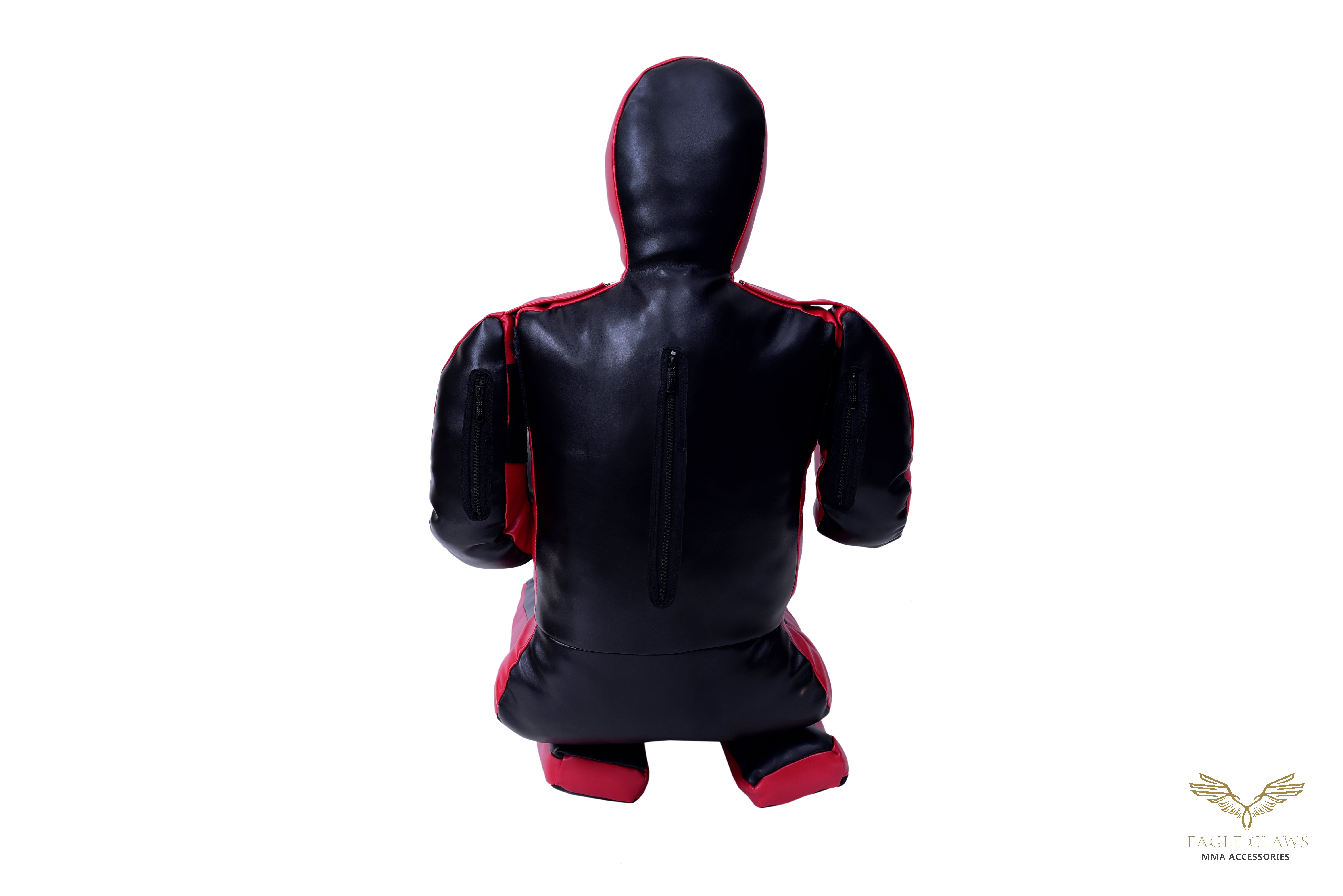 Elite Grappling Dummy – Premium Black & Red Leather Power Partner with Strike Target