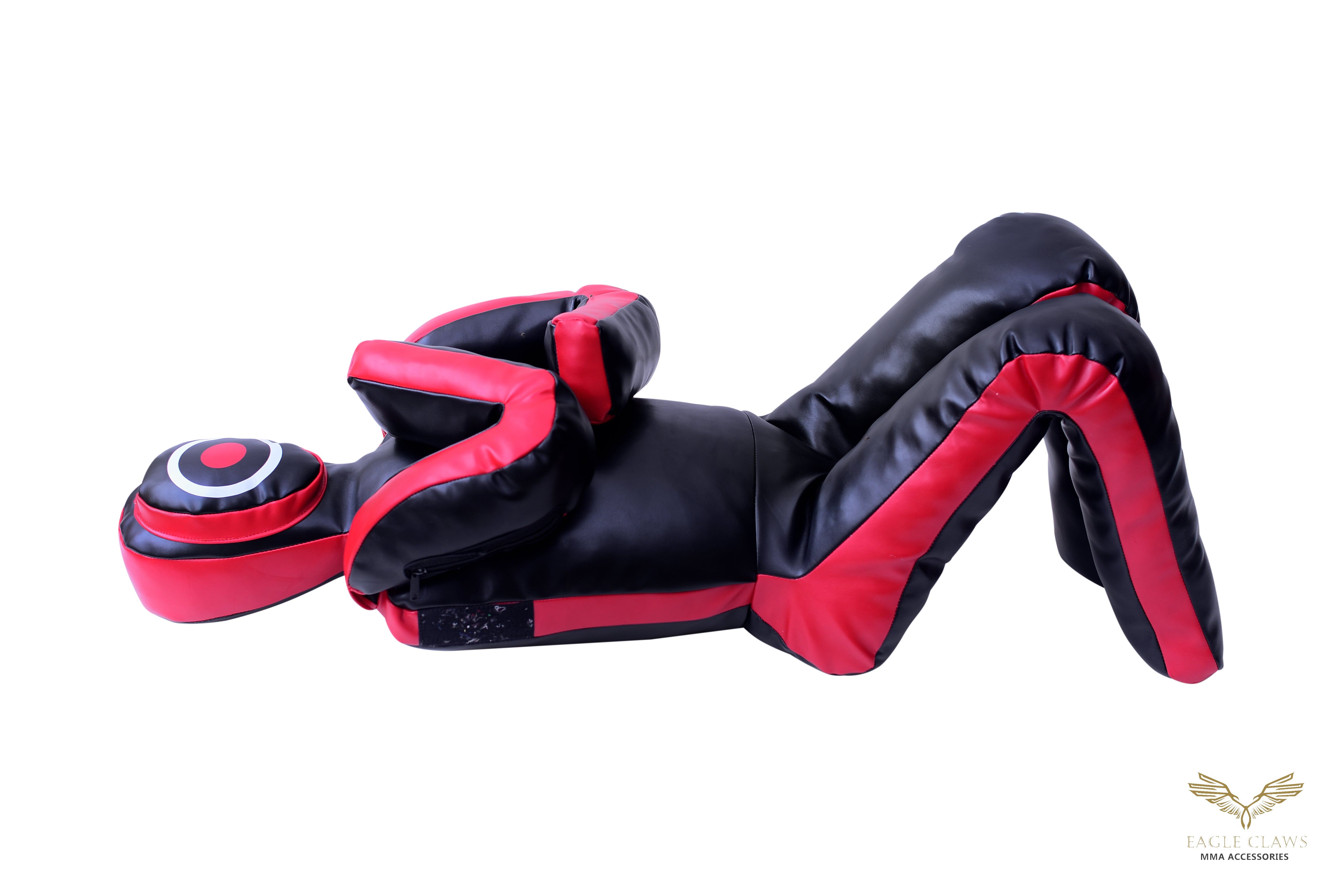 Elite Grappling Dummy – Premium Black & Red Leather Power Partner with Strike Target