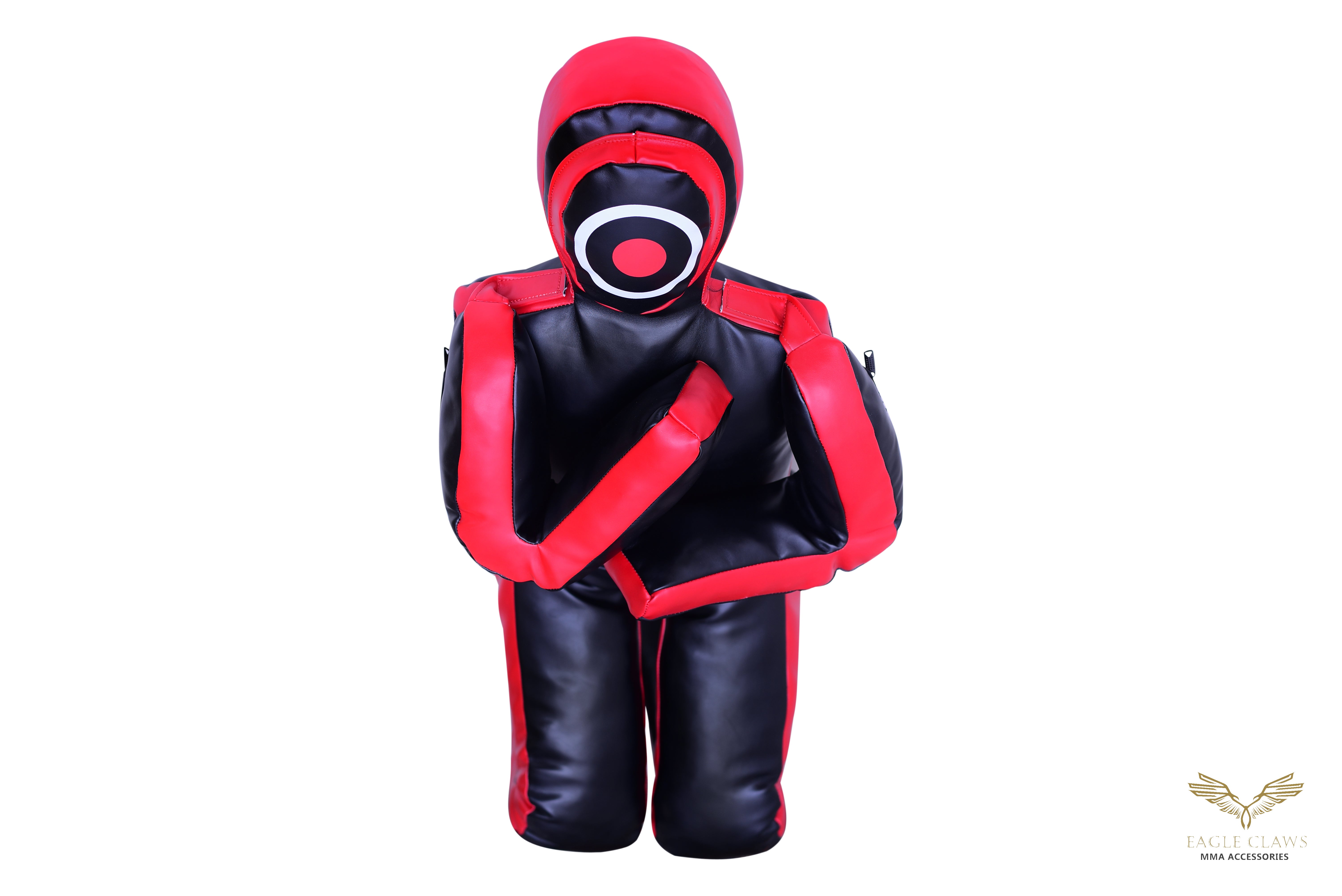 Elite Grappling Dummy – Premium Black & Red Leather Power Partner with Strike Target